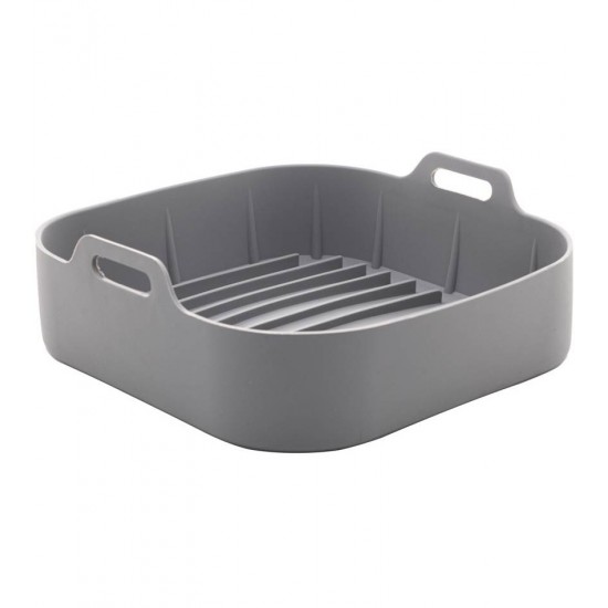 Forma 21cm X6,6cm Quadrada de Silicone para Air Fryer Cinza